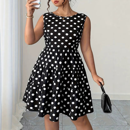 Polka Dot Print Dress with Bow and Pearls - Koiki Gyaru - Dress - 