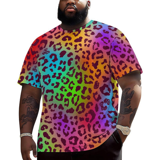 Rainbow Leopard Drop Shoulder T-shirt - Koiki Gyaru - T-shirt -