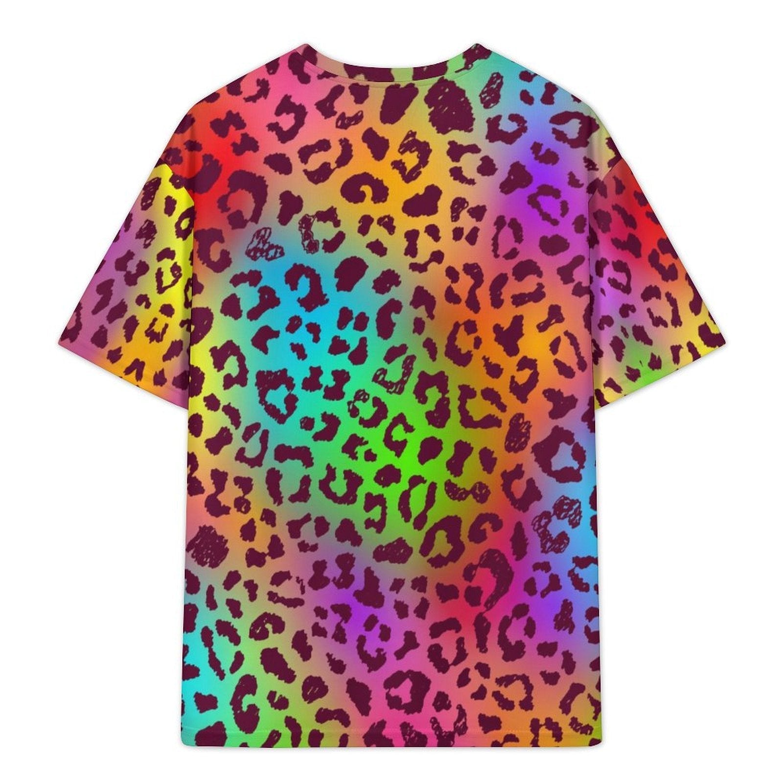 Rainbow Leopard Drop Shoulder T-shirt - Koiki Gyaru - T-shirt -