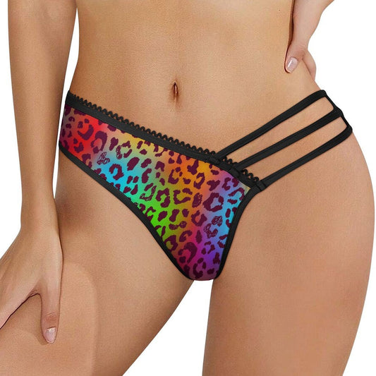 Rainbow Leopard Sexy Thongs - Koiki Gyaru - Underwear - 