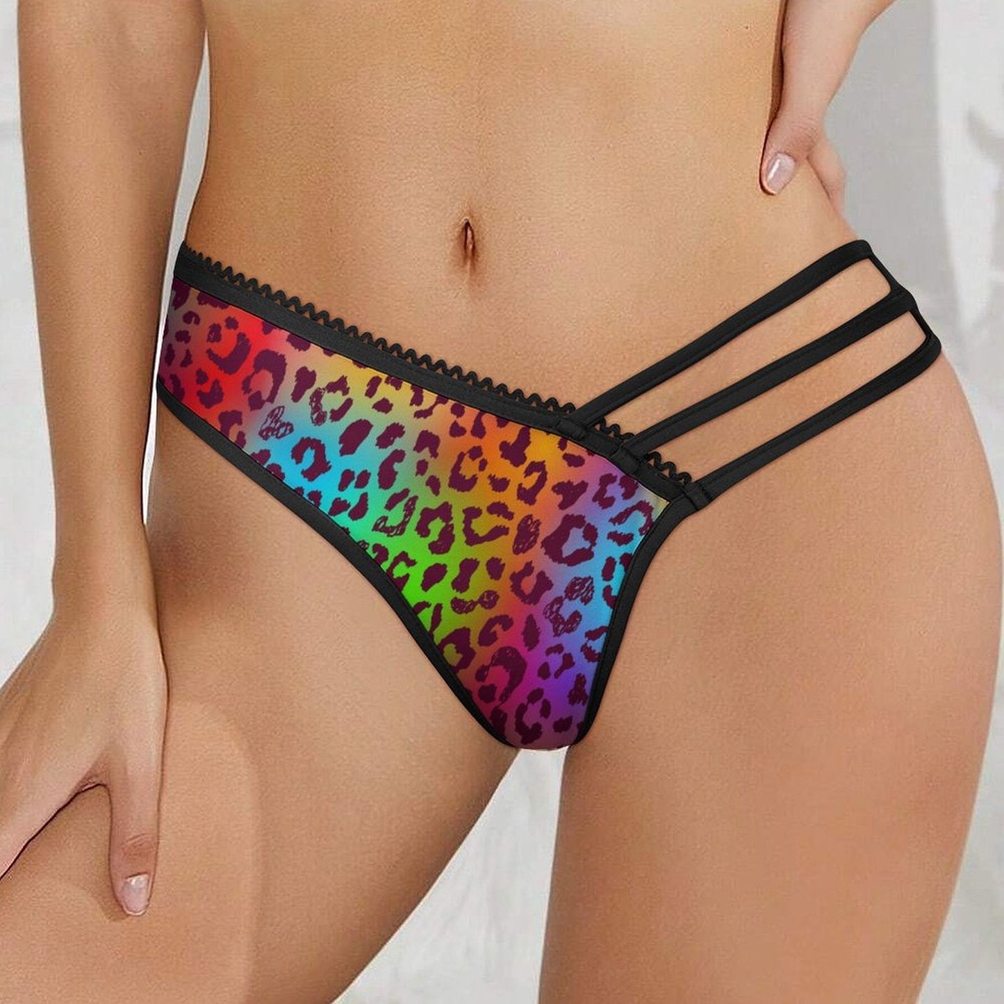 Rainbow Leopard Sexy Thongs - Koiki Gyaru - Underwear - 