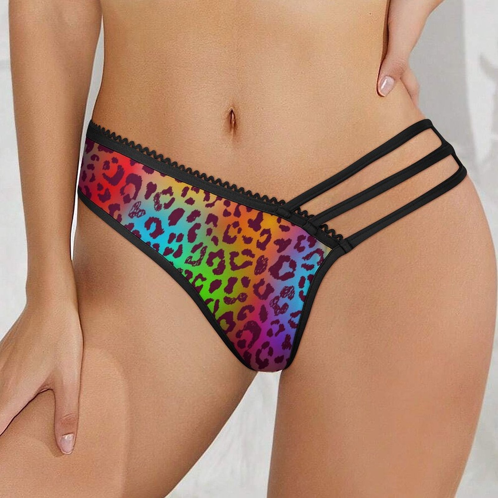 Rainbow Leopard Sexy Thongs - Koiki Gyaru - Underwear - 