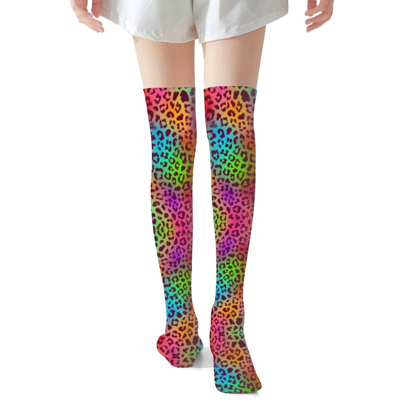 Rainbow Leopard Trendy Stockings (Long) - Koiki Gyaru - Accessory - 