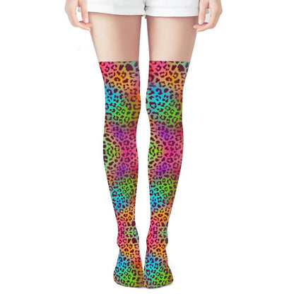 Rainbow Leopard Trendy Stockings (Long) - Koiki Gyaru - Accessory - 