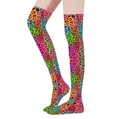 Rainbow Leopard Trendy Stockings (Long) - Koiki Gyaru - Accessory - 