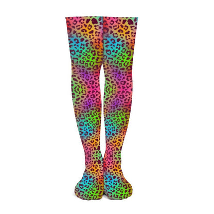 Rainbow Leopard Trendy Stockings (Long) - Koiki Gyaru - Accessory - 