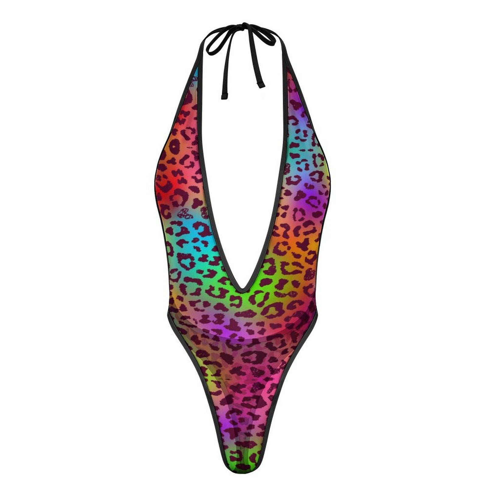Rainbow Leopard Women's Sexy Deep - V One - Piece Underwear - Koiki Gyaru - Bodysuit - 