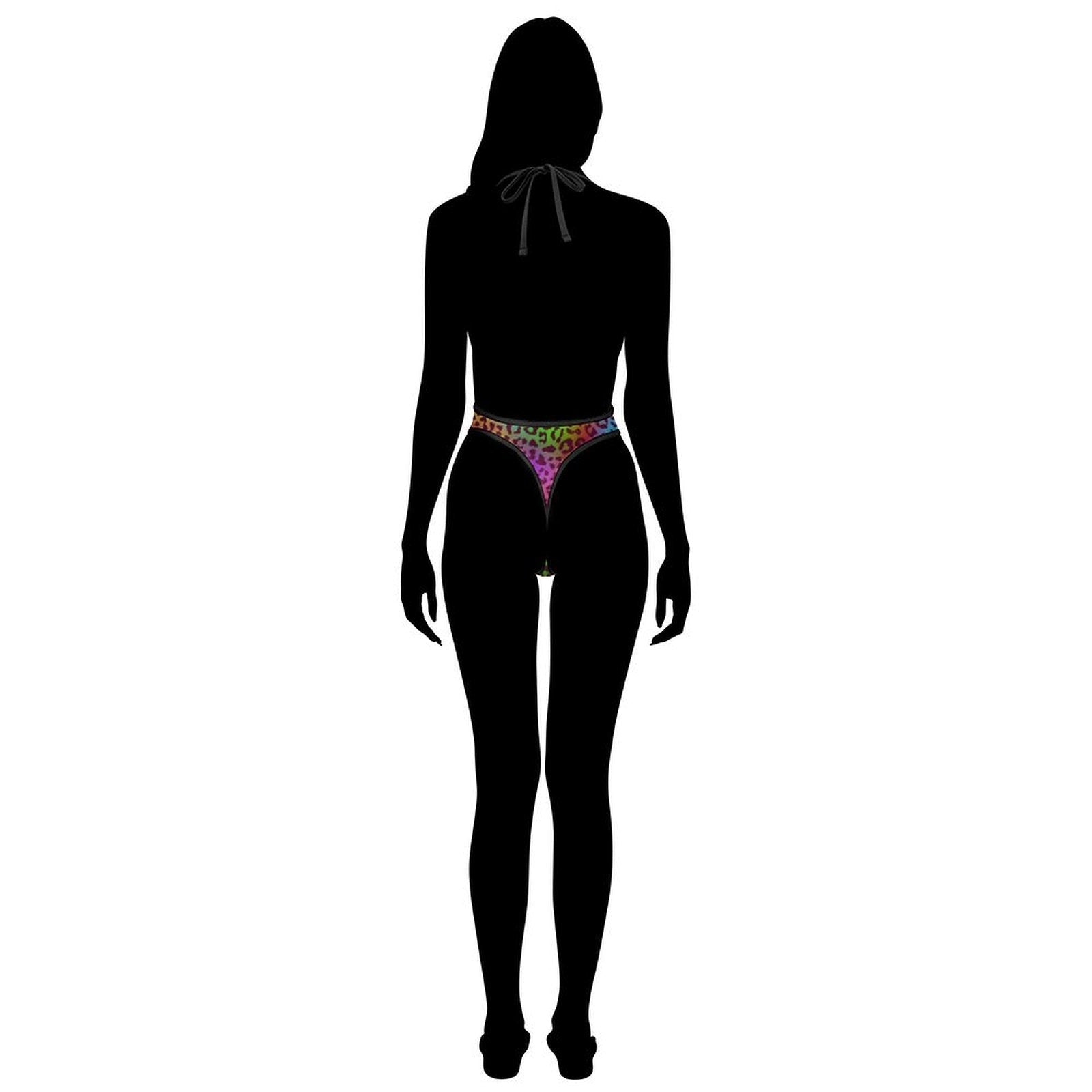 Rainbow Leopard Women's Sexy Deep - V One - Piece Underwear - Koiki Gyaru - Bodysuit - 