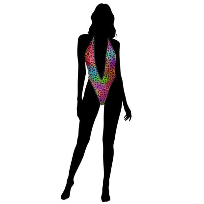 Rainbow Leopard Women's Sexy Deep - V One - Piece Underwear - Koiki Gyaru - Bodysuit - 