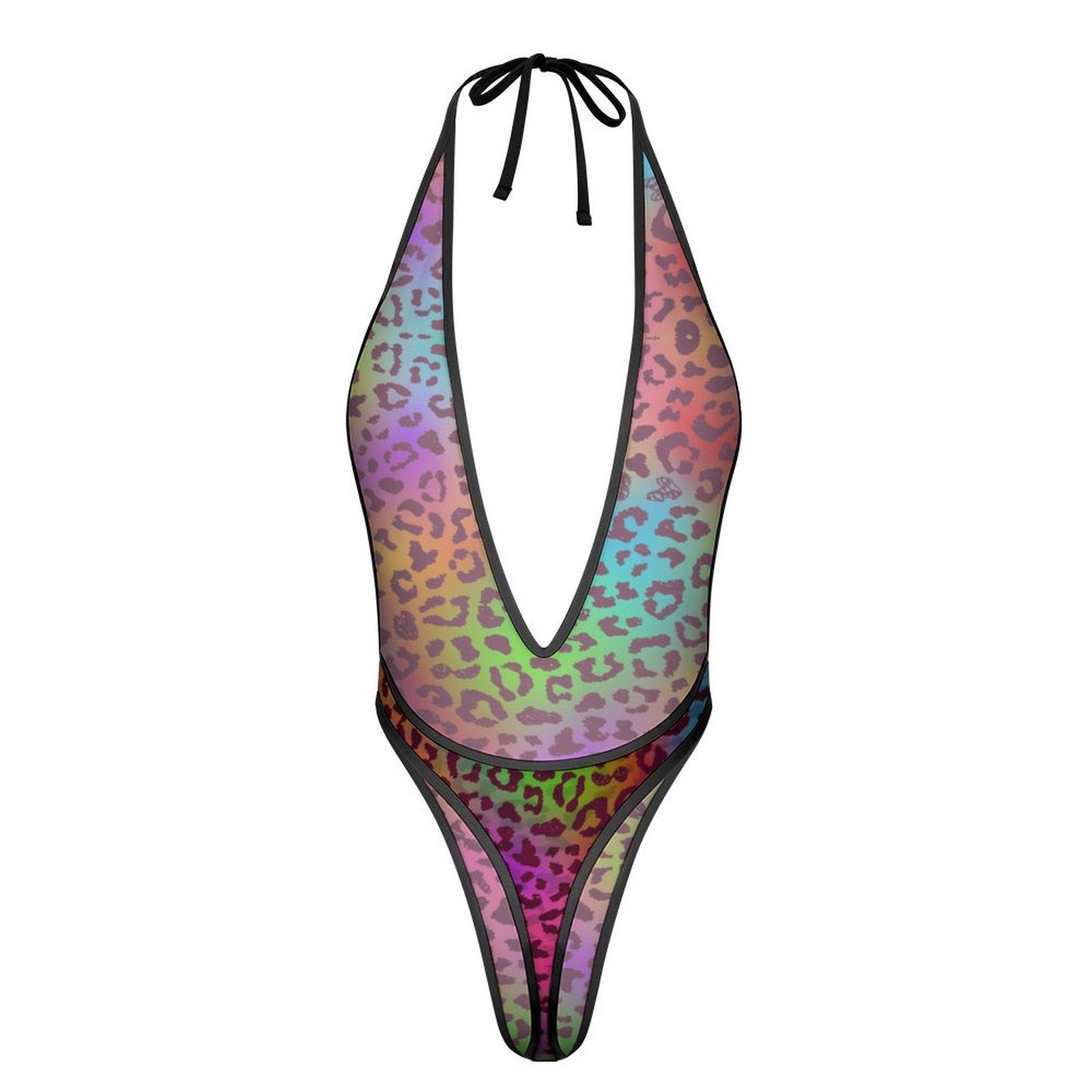 Rainbow Leopard Women's Sexy Deep - V One - Piece Underwear - Koiki Gyaru - Bodysuit - 