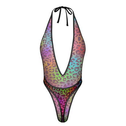 Rainbow Leopard Women's Sexy Deep - V One - Piece Underwear - Koiki Gyaru - Bodysuit - 